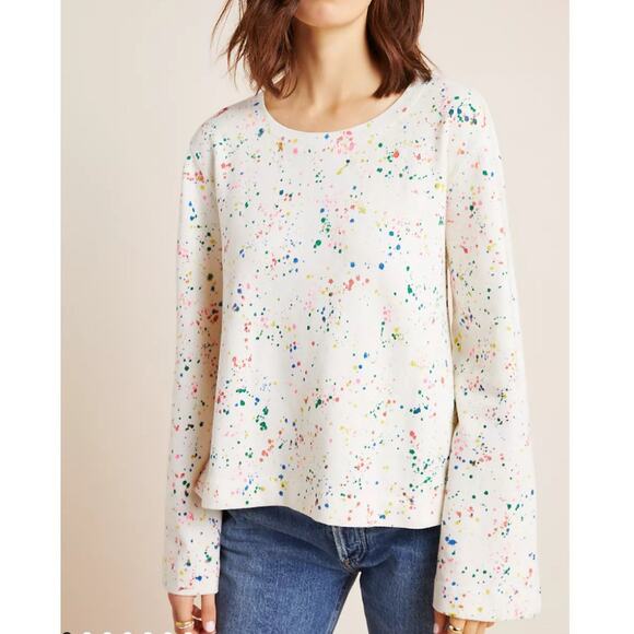Maeve by Anthropologie Tops - NWOT Anthropologie Maeve Jamie Paint-Speckled Sweatshirt Size Small Cream Boho